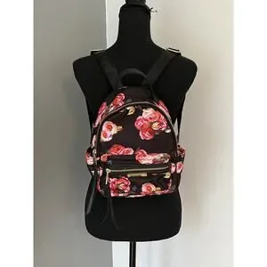 Juicy couture Backpack Roses Black Pink Floral Small Gold Hardware Nylon Juicy Couture Black Floral Vintage Rose Pink Taffy Rosie  main image 3